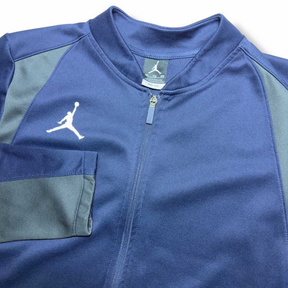 Jordan Flight XL Dri-Fit Mens Knit Training Track Jacket Navy Blue Gray